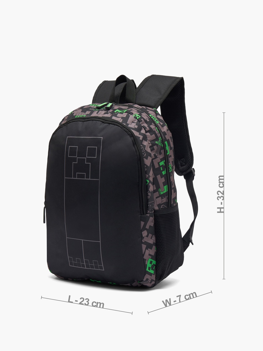 Pixelated Print Backpack with Padded Shoulder Straps