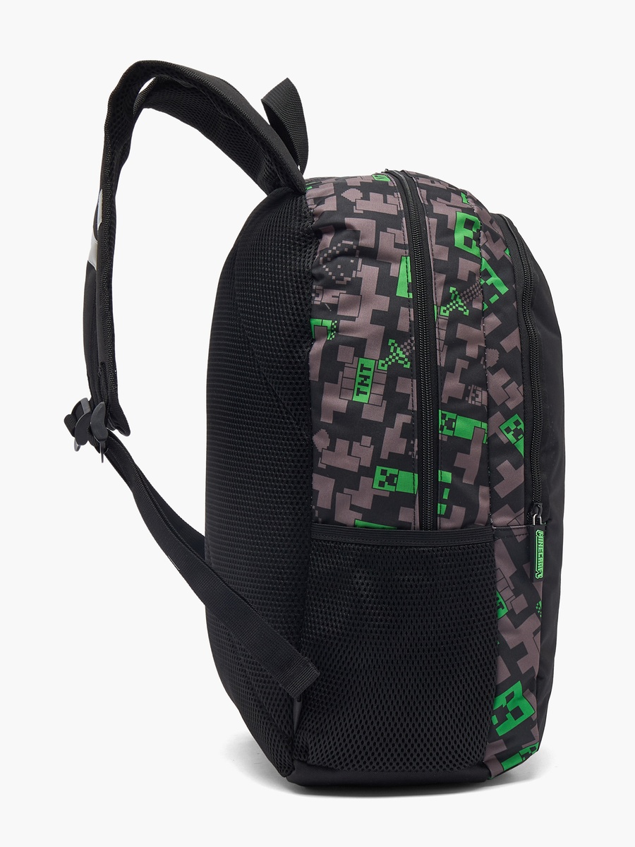 Pixelated Print Backpack with Padded Shoulder Straps