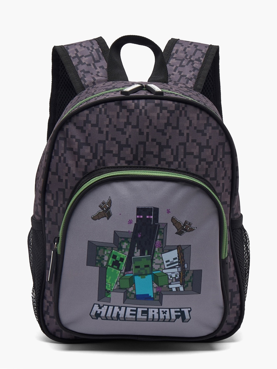 Pixelated Print School Backpack with Padded Shoulder Straps
