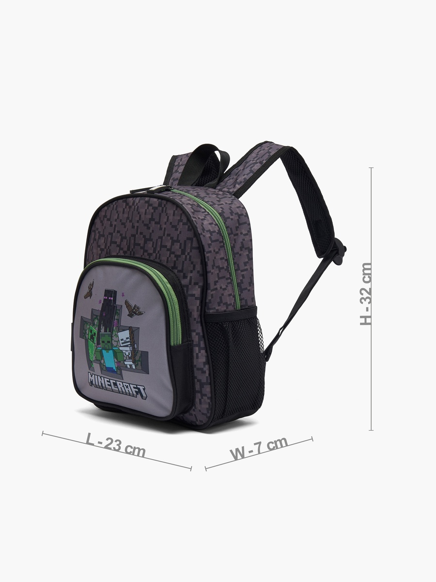 Pixelated Print School Backpack with Padded Shoulder Straps