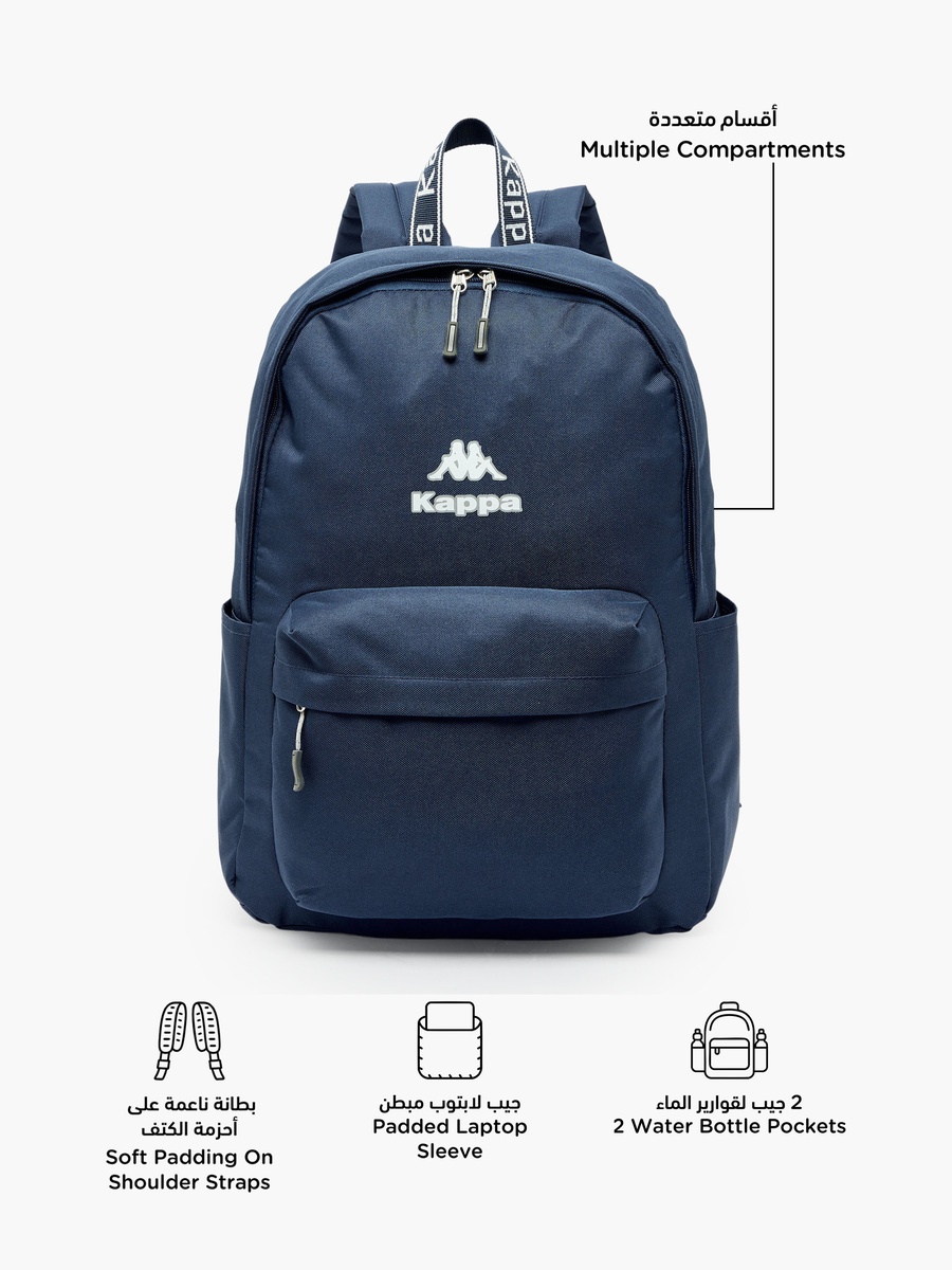 Logo Print Backpack with Adjustable Straps