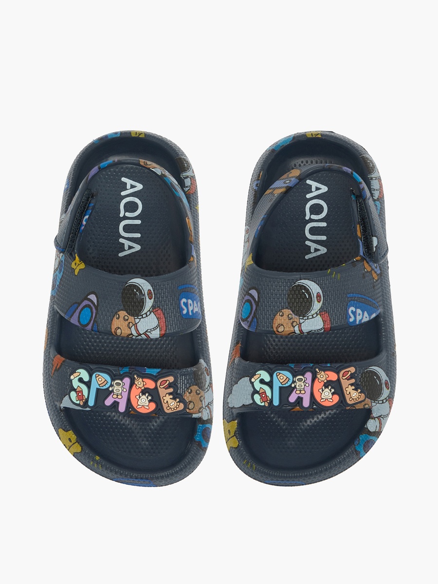 Printed Hook and Loop Sandals