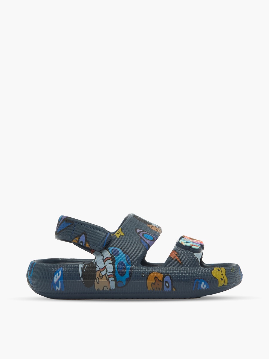 Printed Hook and Loop Sandals
