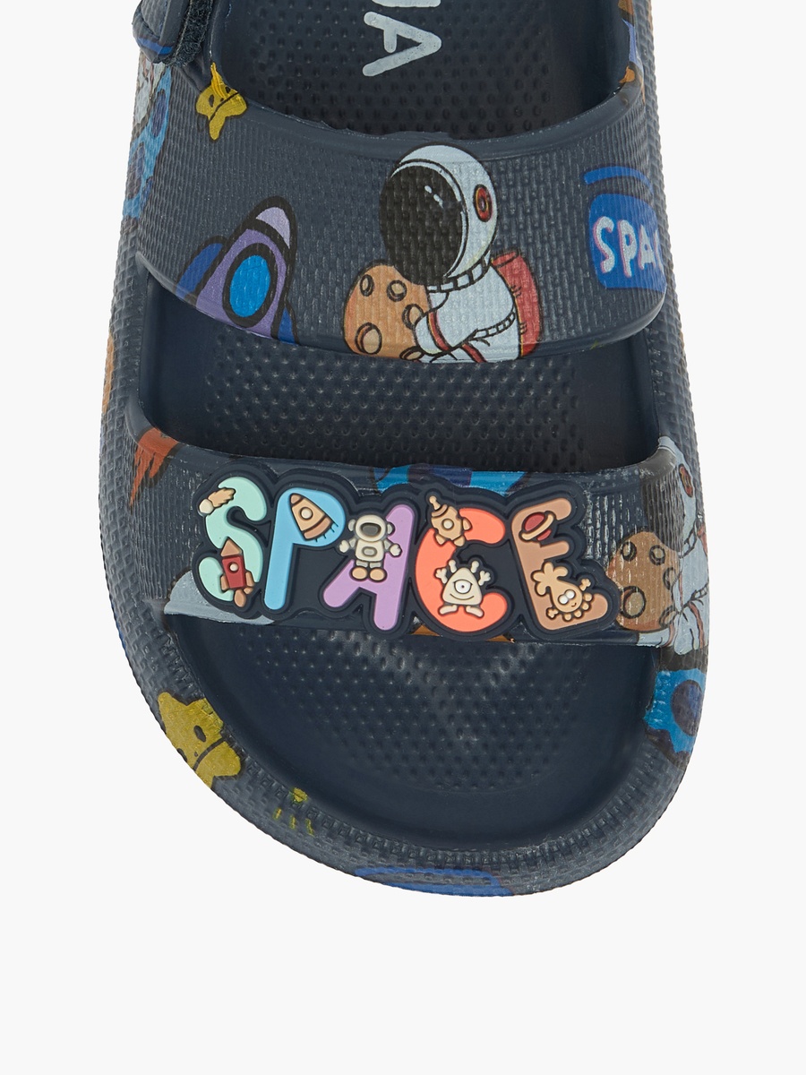 Printed Hook and Loop Sandals