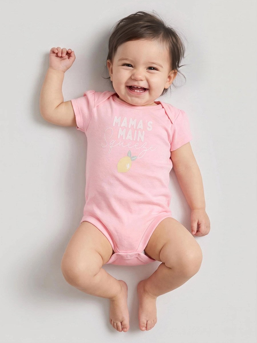 Baby Girl Pink Graphic print Short Sleeves Romper