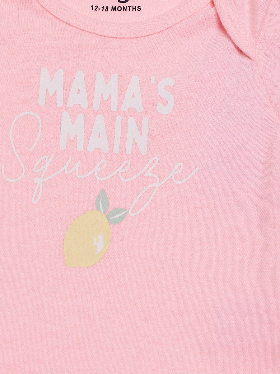 Baby Girl Pink Graphic print Short Sleeves Romper