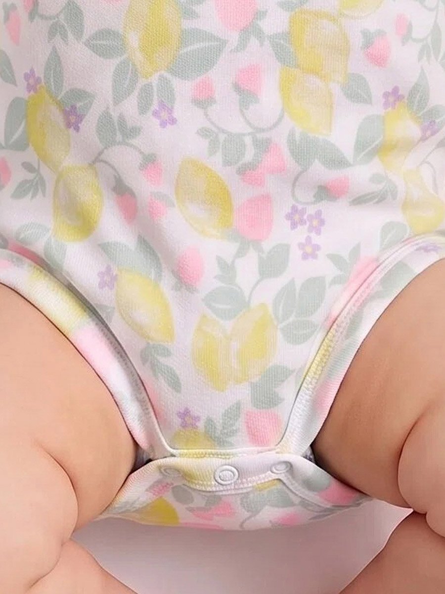 Baby Girl Multi-Color All Over Print Short Sleeves Romper