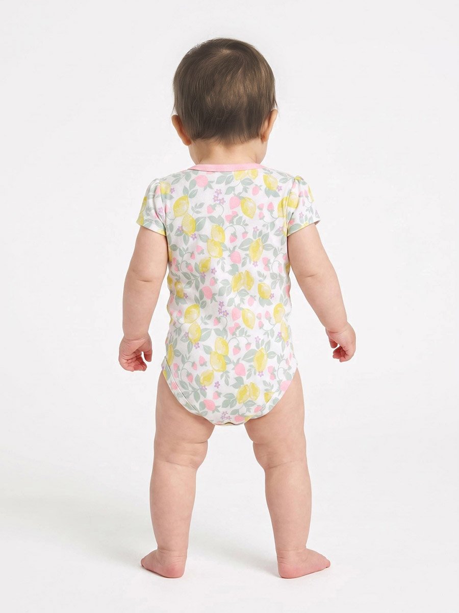 Baby Girl Multi-Color All Over Print Short Sleeves Romper