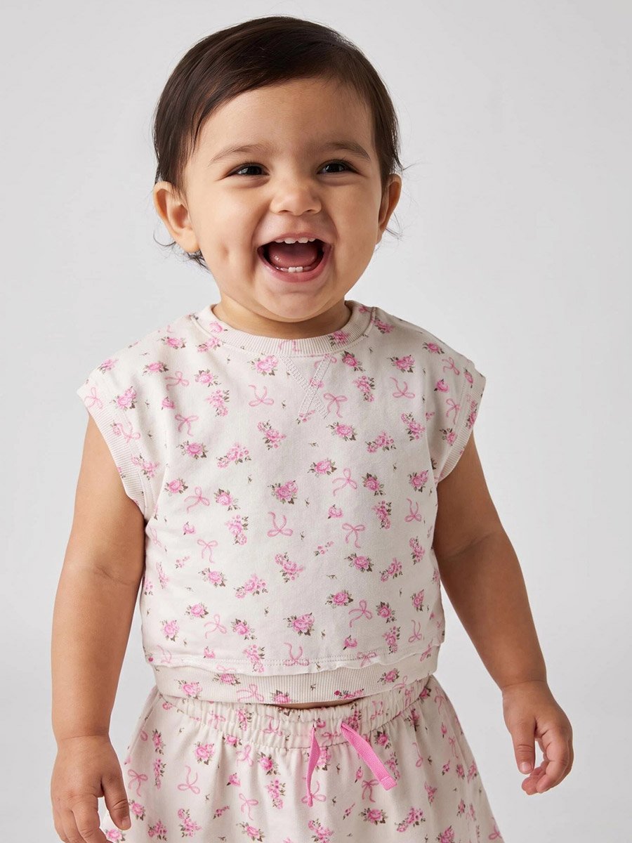 Baby Girl Pink All Over Print Top and Skort Set