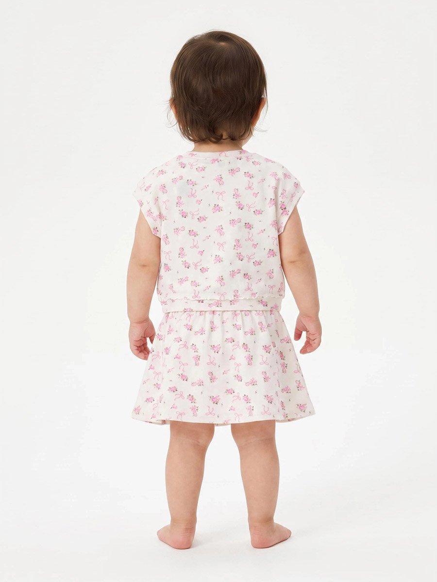 Baby Girl Pink All Over Print Top and Skort Set
