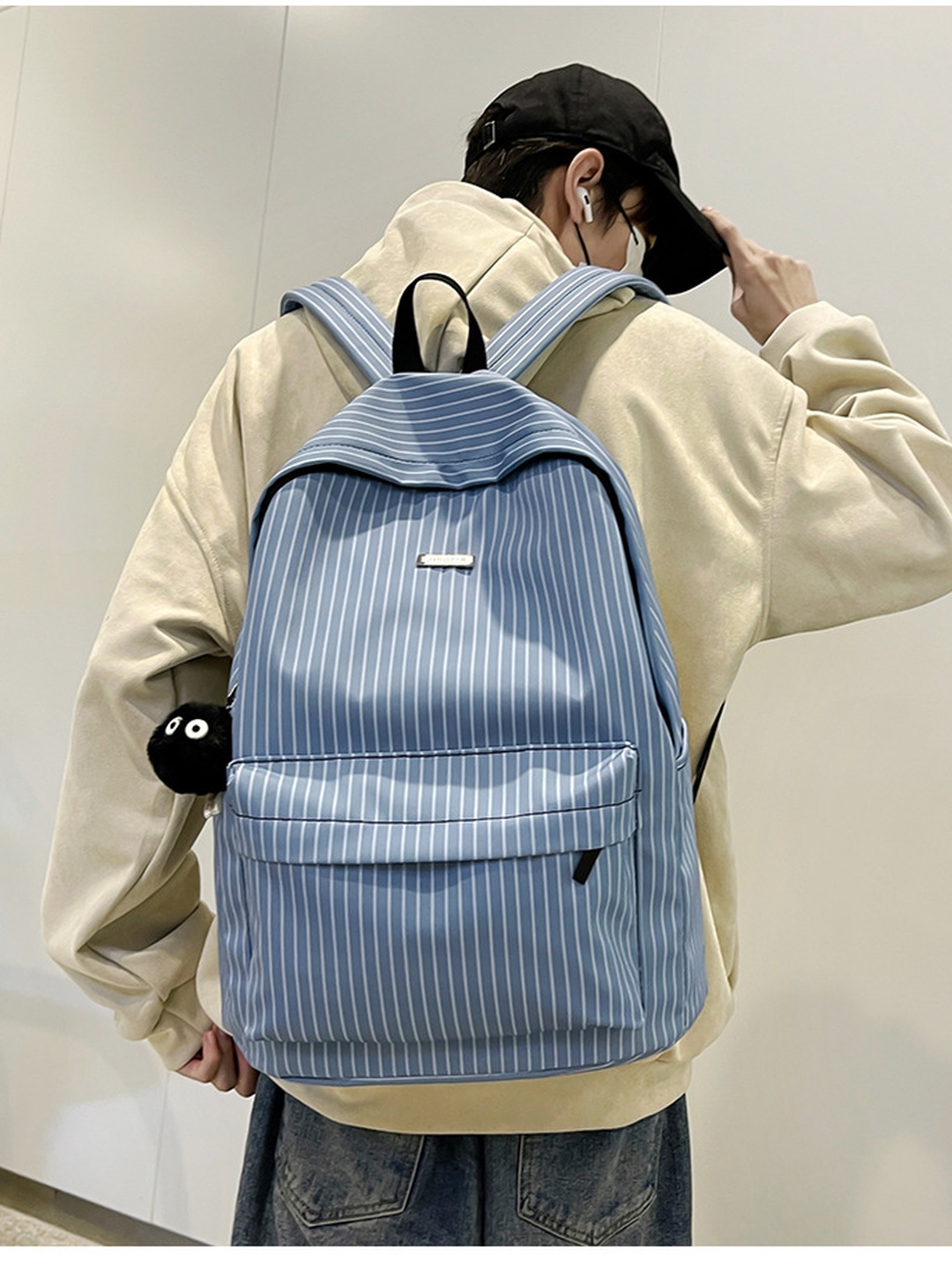 Striped Zip Pocket Backpack