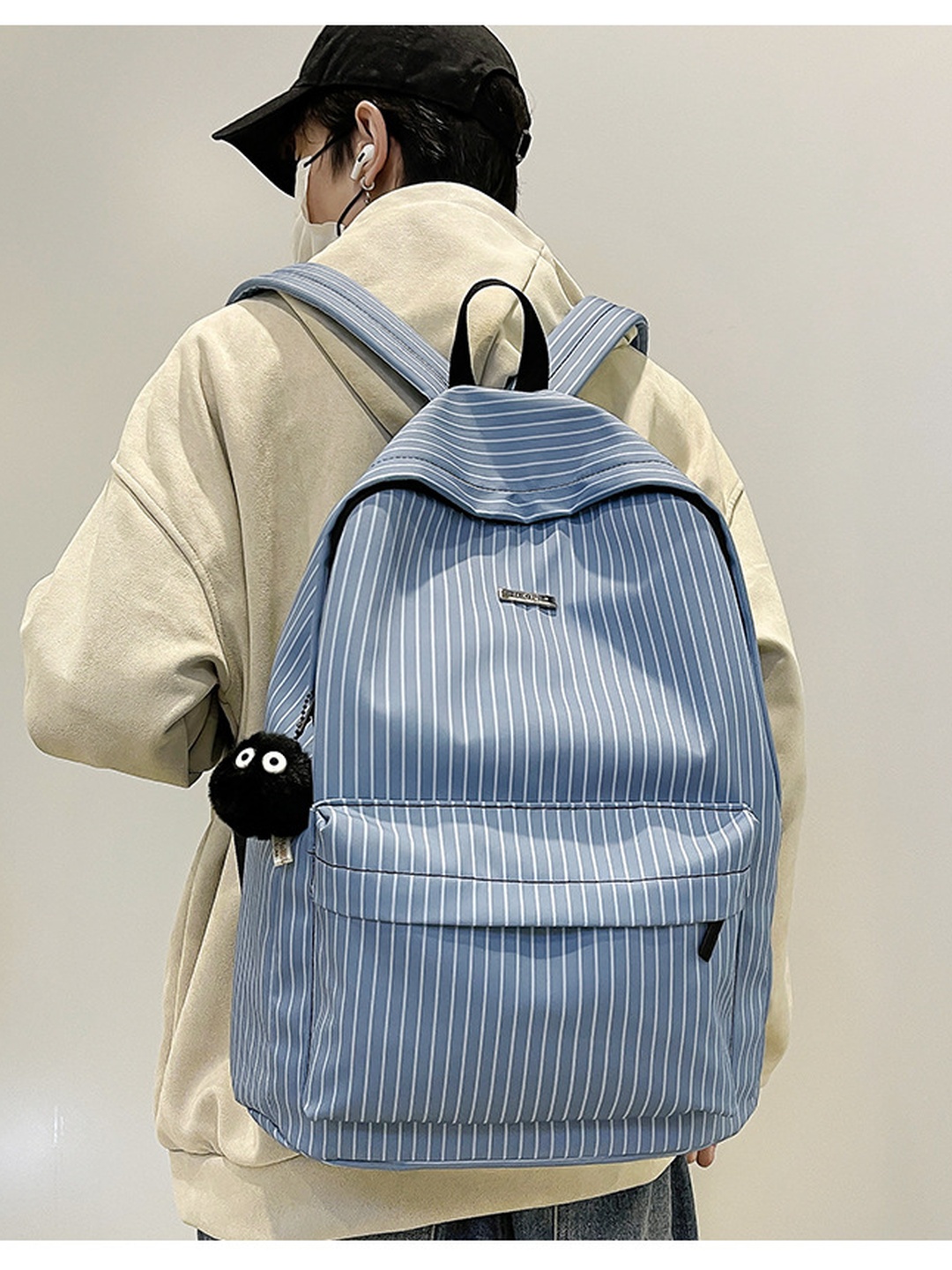Striped Zip Pocket Backpack