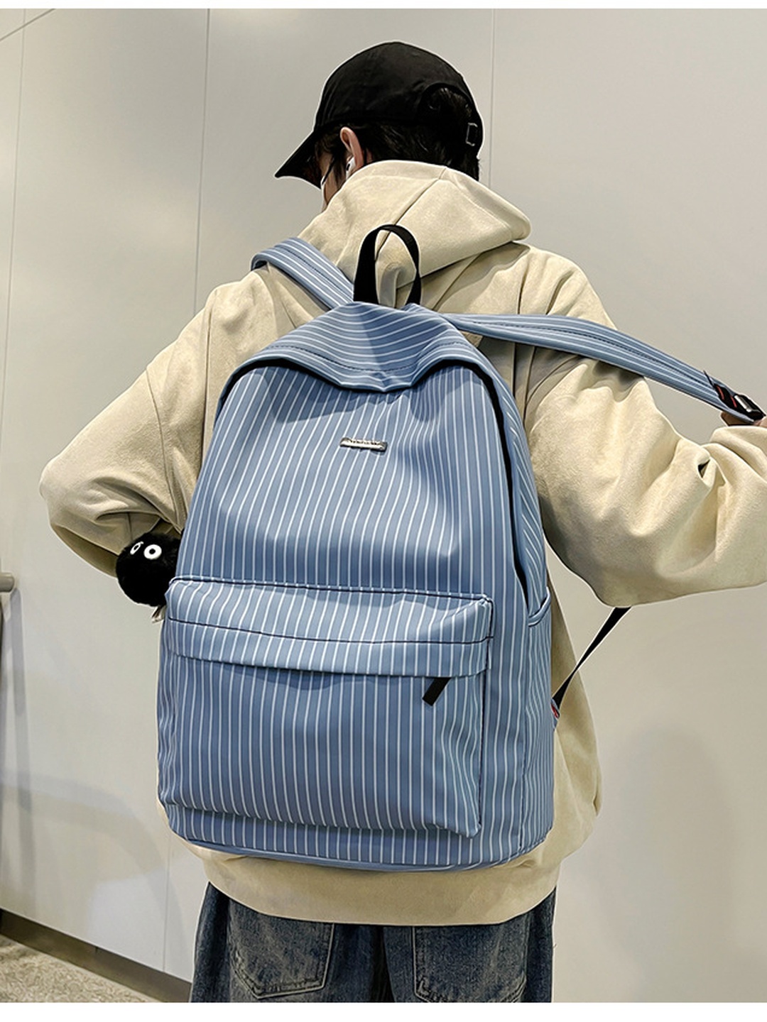 Striped Zip Pocket Backpack