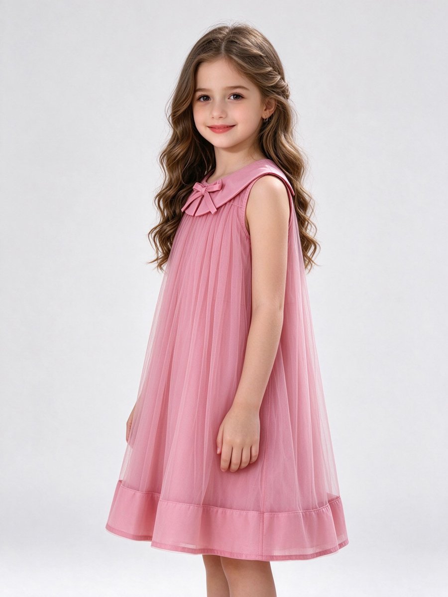 Pink Sleeveless Mesh Insert Dress