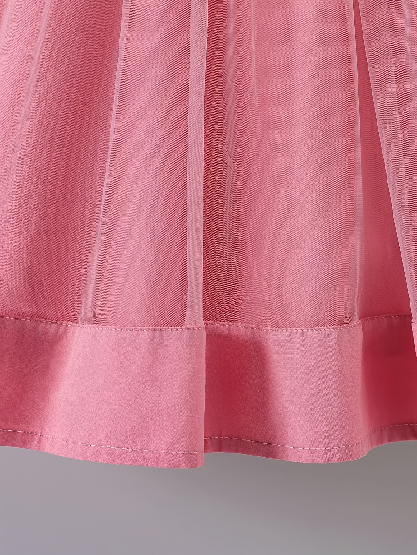 Pink Sleeveless Mesh Insert Dress