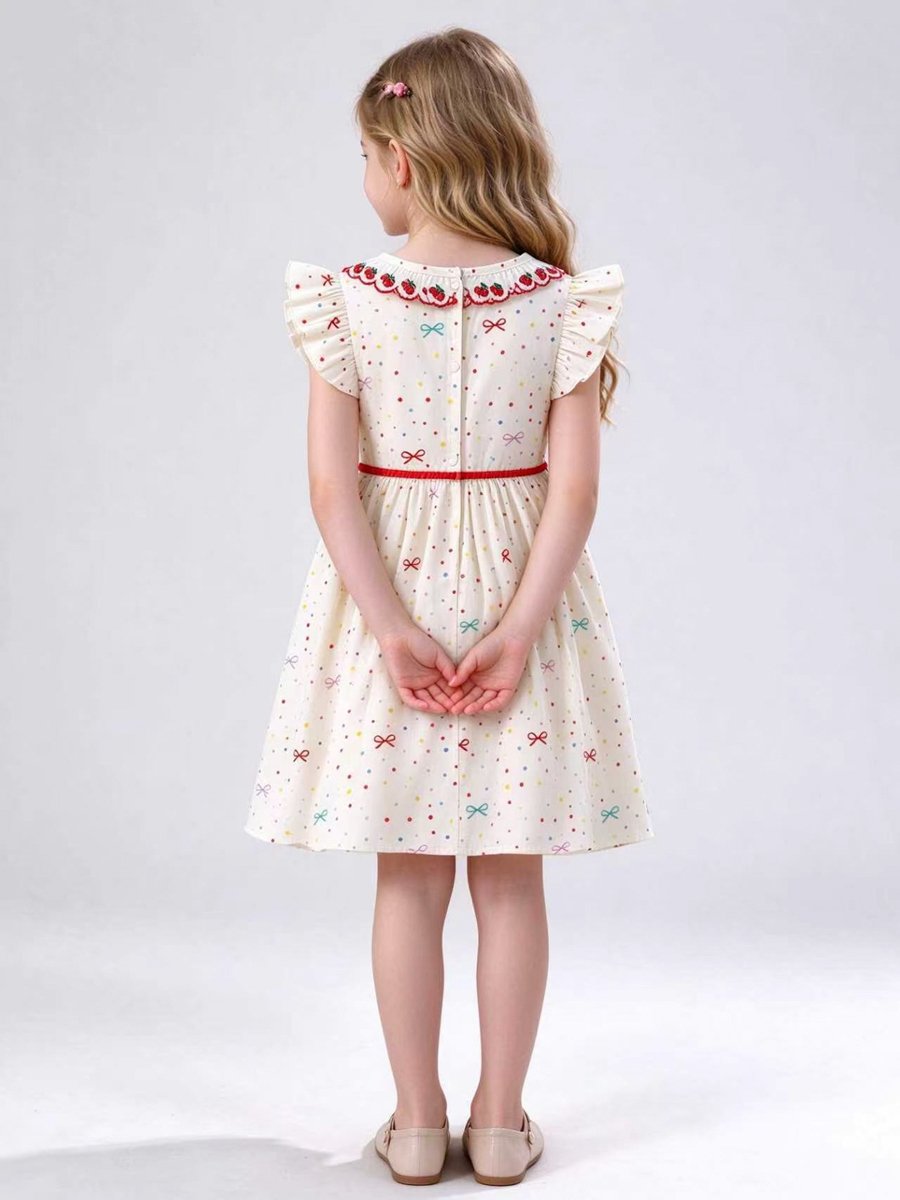 Beige Ice Cream Applique Polka Dot Dress