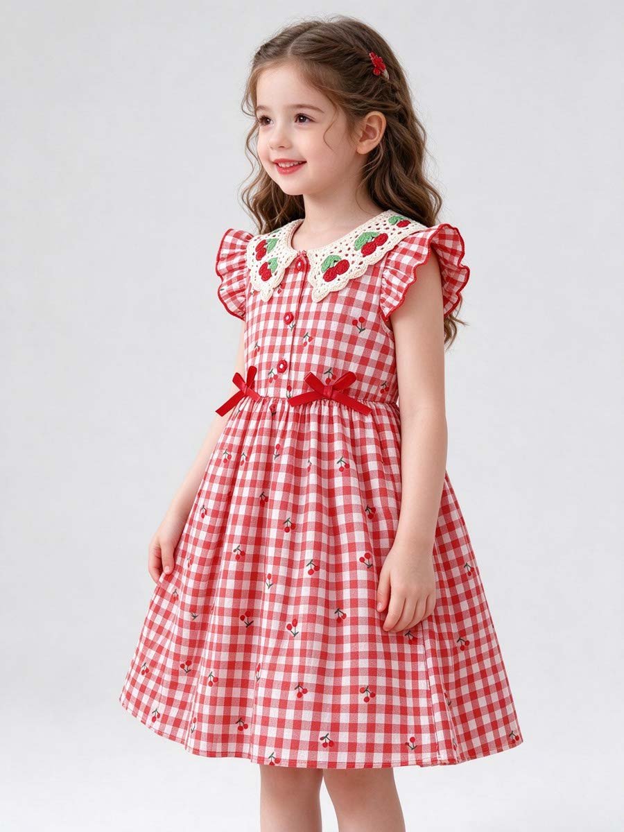 Red Gingham Cherry PrintDress