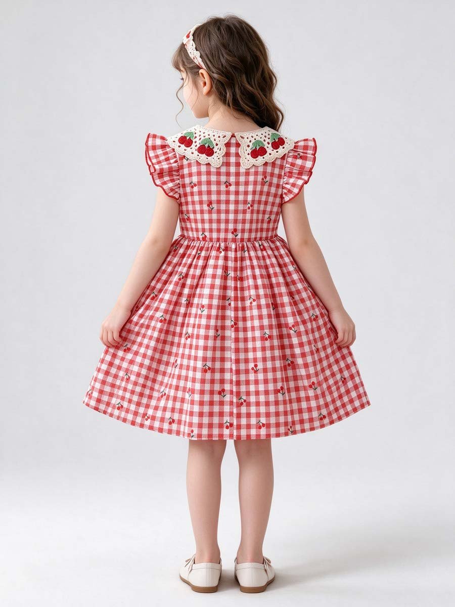 Red Gingham Cherry PrintDress