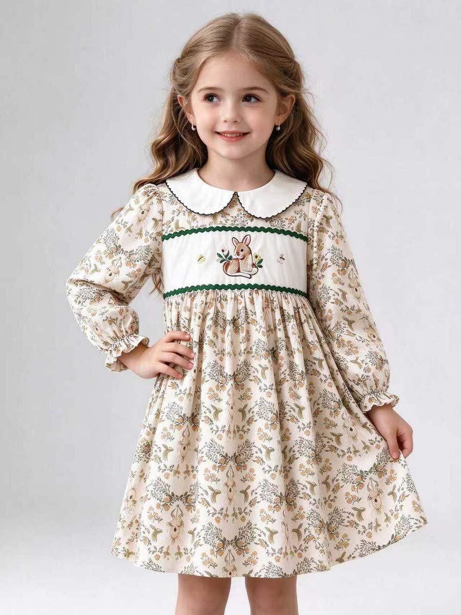 Beige Floral Print Casual Dress