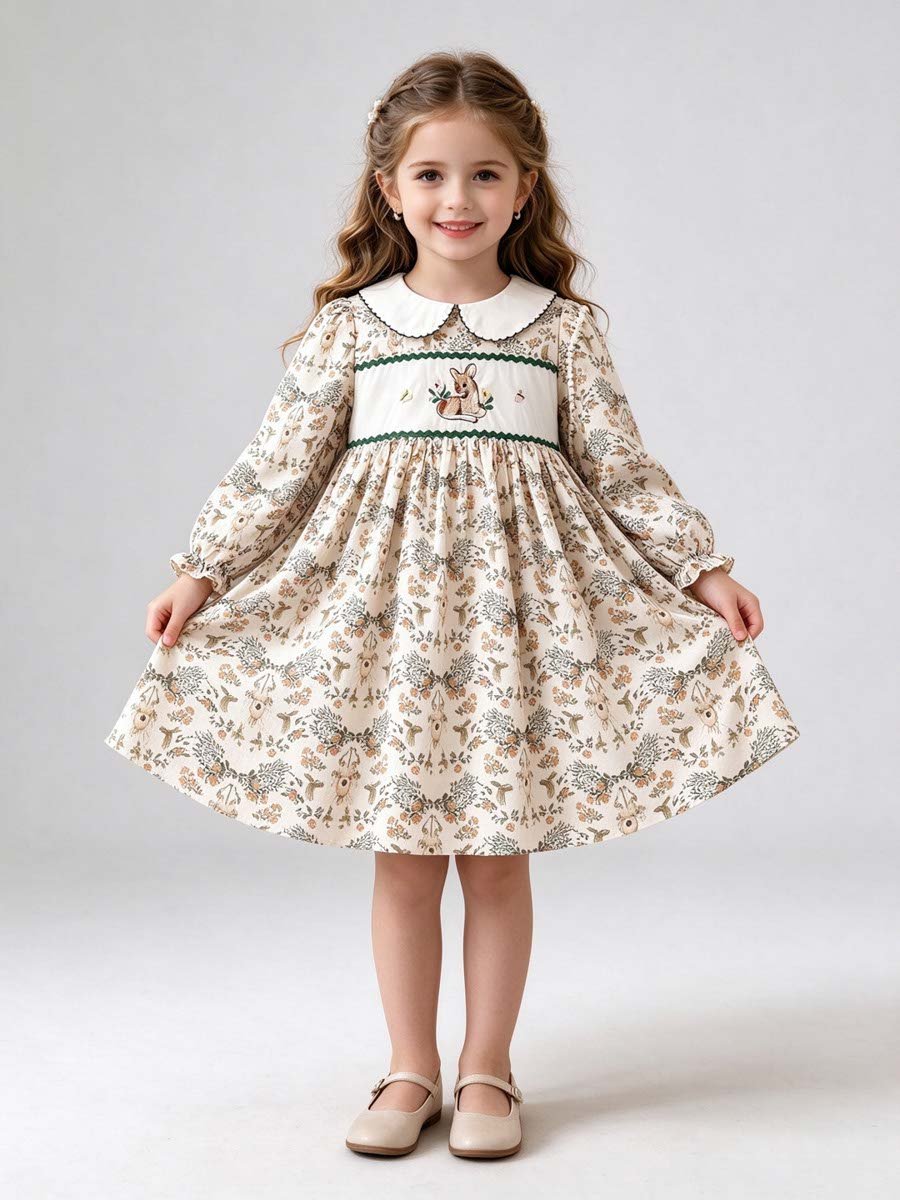 Beige Floral Print Casual Dress
