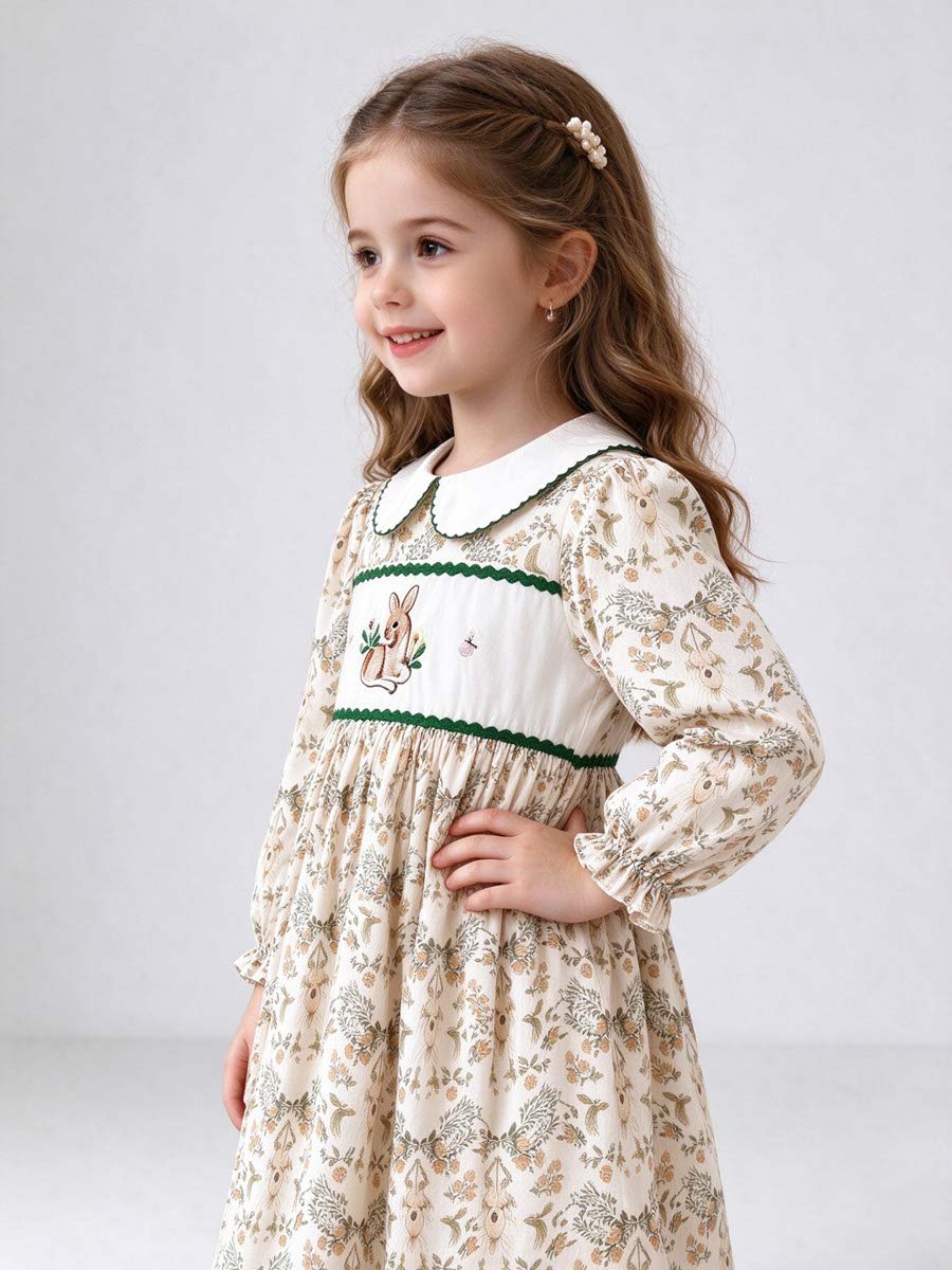 Beige Floral Print Casual Dress