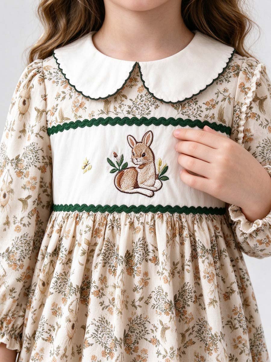Beige Floral Print Casual Dress