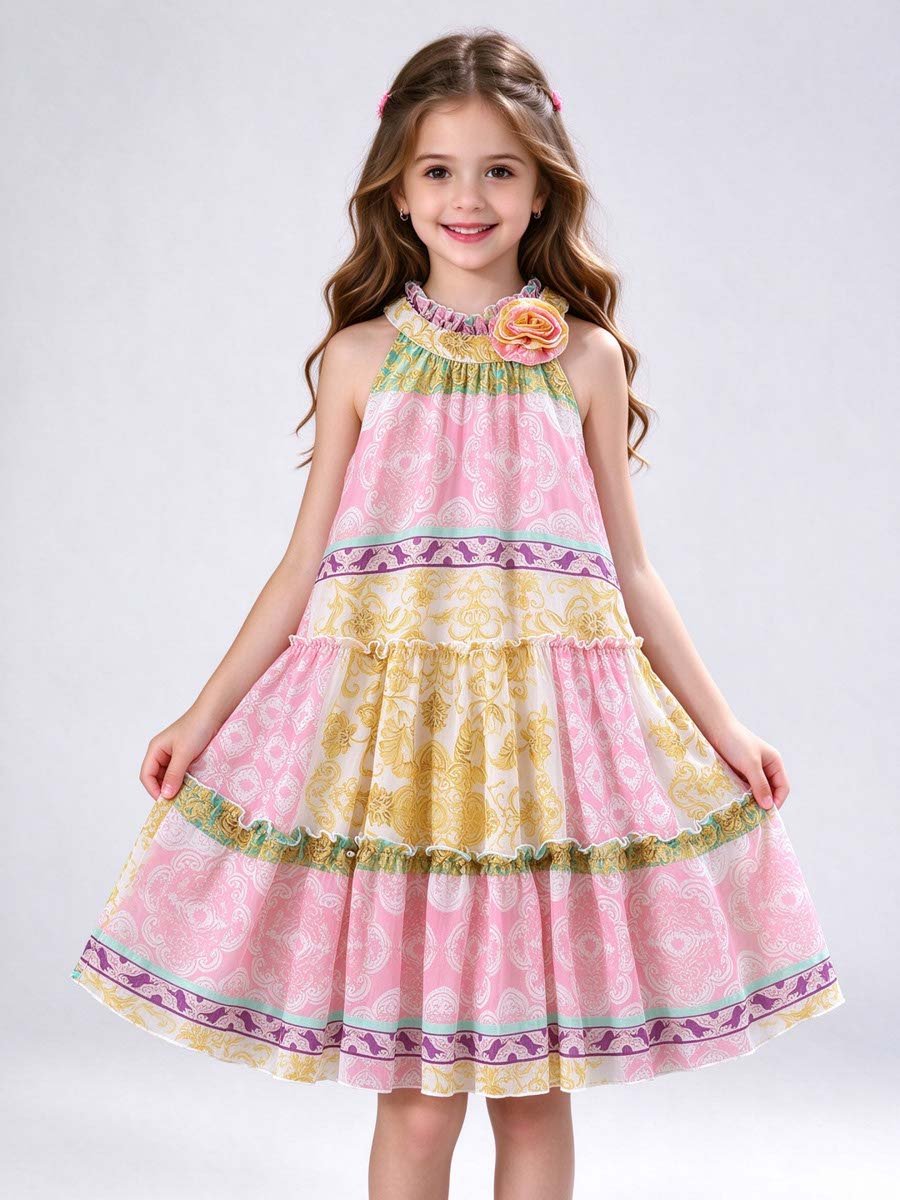 All Over Print Tiered Dress