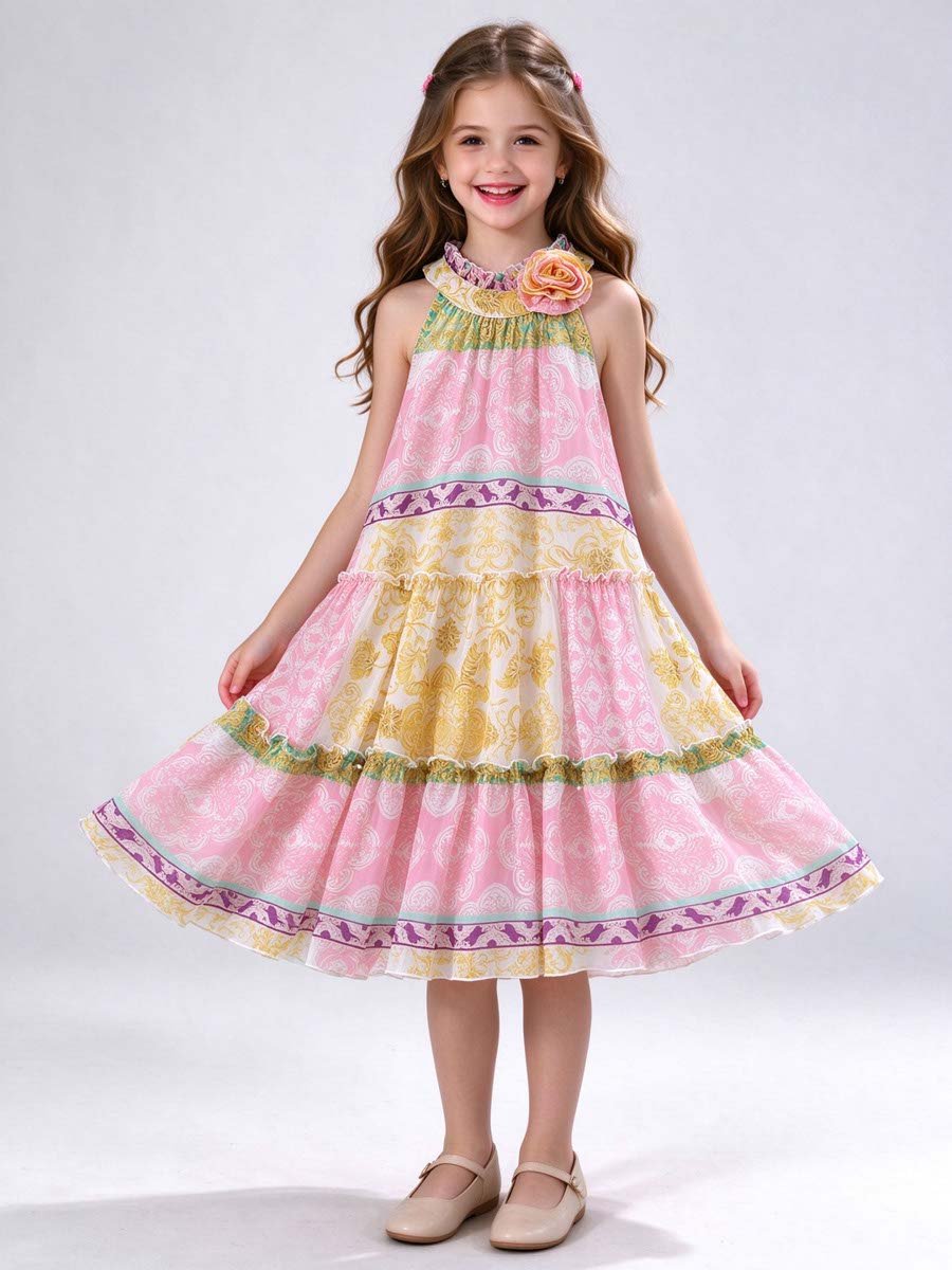 All Over Print Tiered Dress