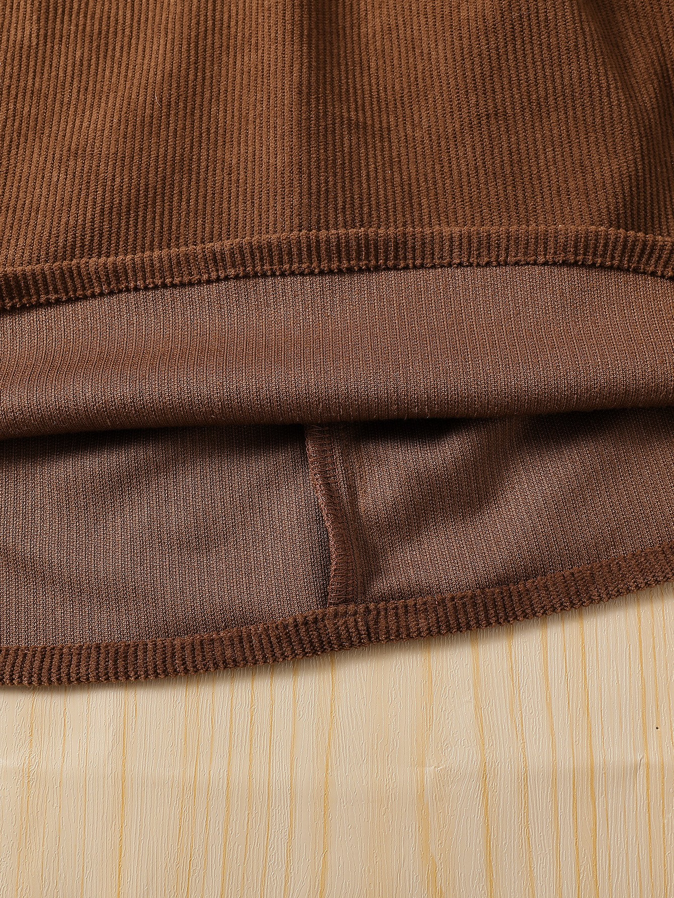 Coffee Brown Corduroy Dress with Long Sleeves