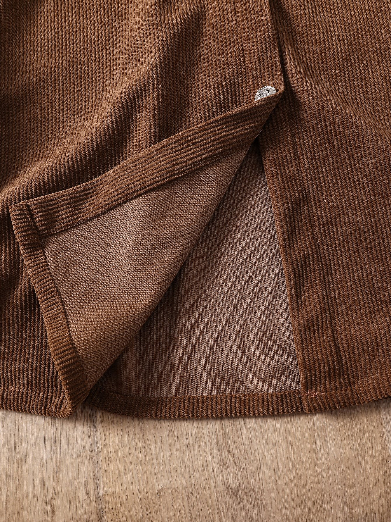 Coffee Brown Corduroy Fit and Flare Dress