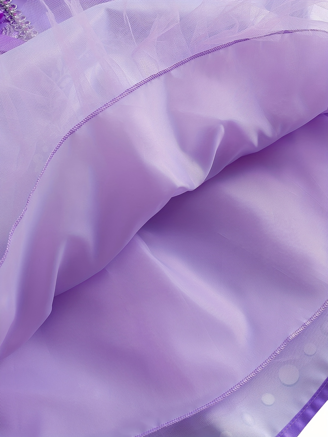 Purple Puff Sleeve Mesh Insert Dress