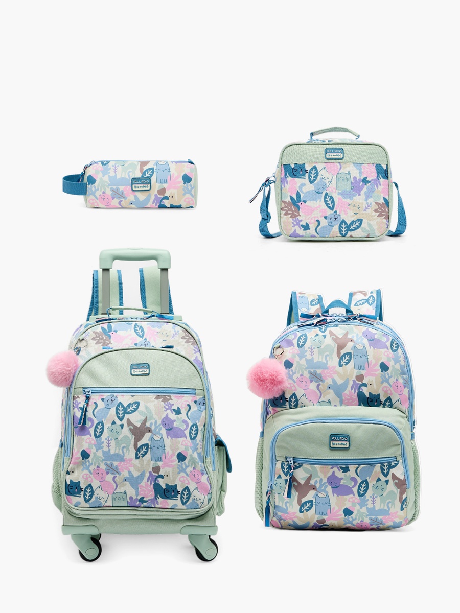 Cat Print Lunch Bag with Adjustable Strap