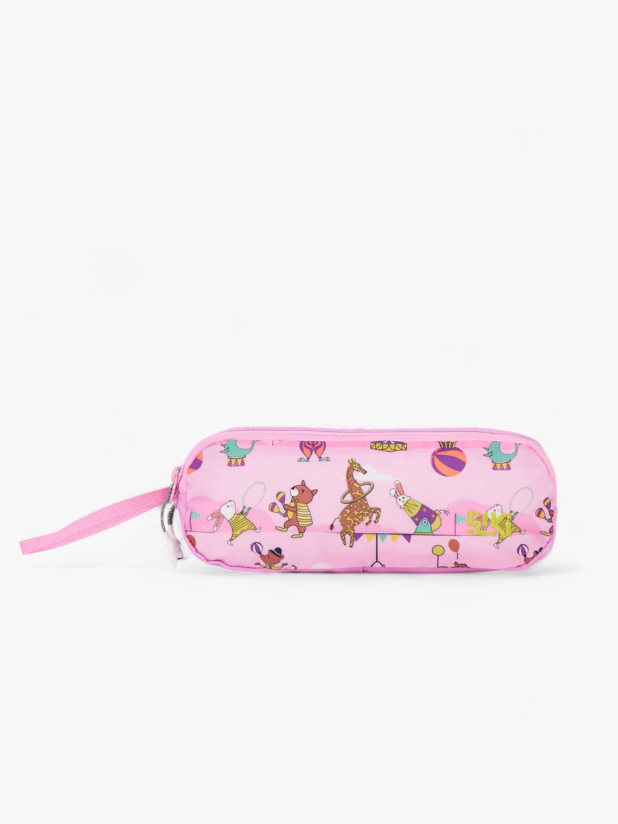 Circus Print 2-Compartment Pencil Pouch with Zip Closure
