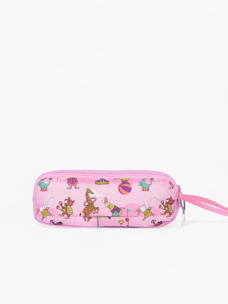 Circus Print 2-Compartment Pencil Pouch with Zip Closure