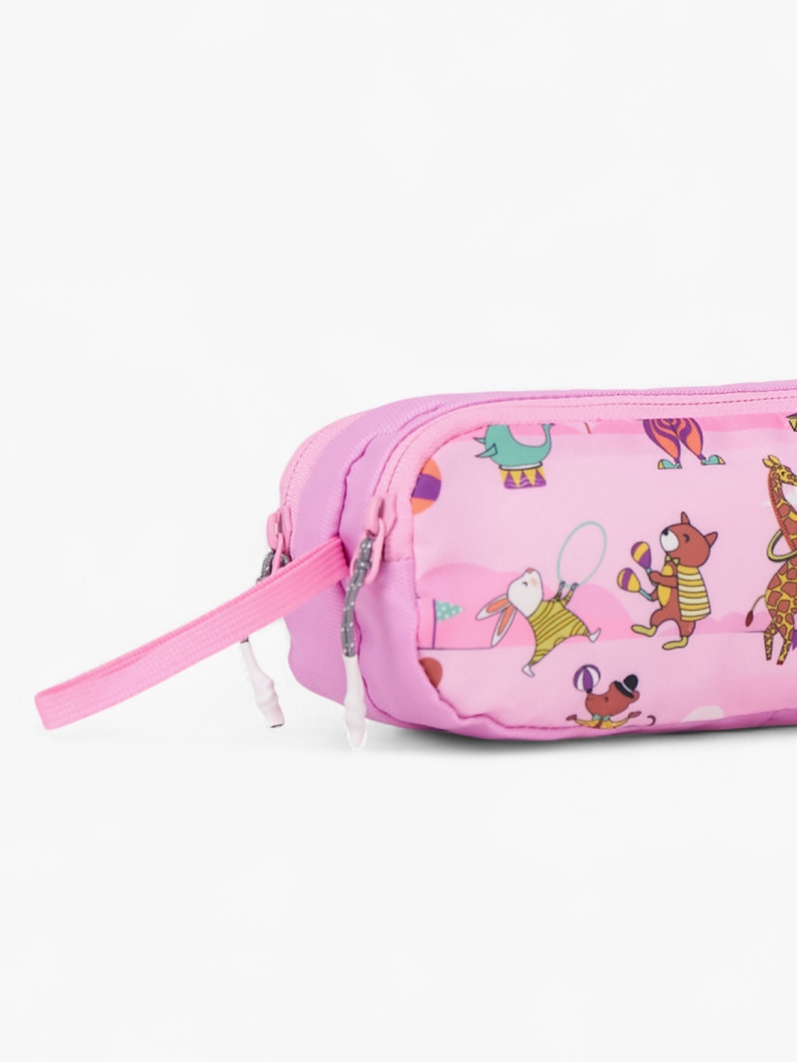 Circus Print 2-Compartment Pencil Pouch with Zip Closure