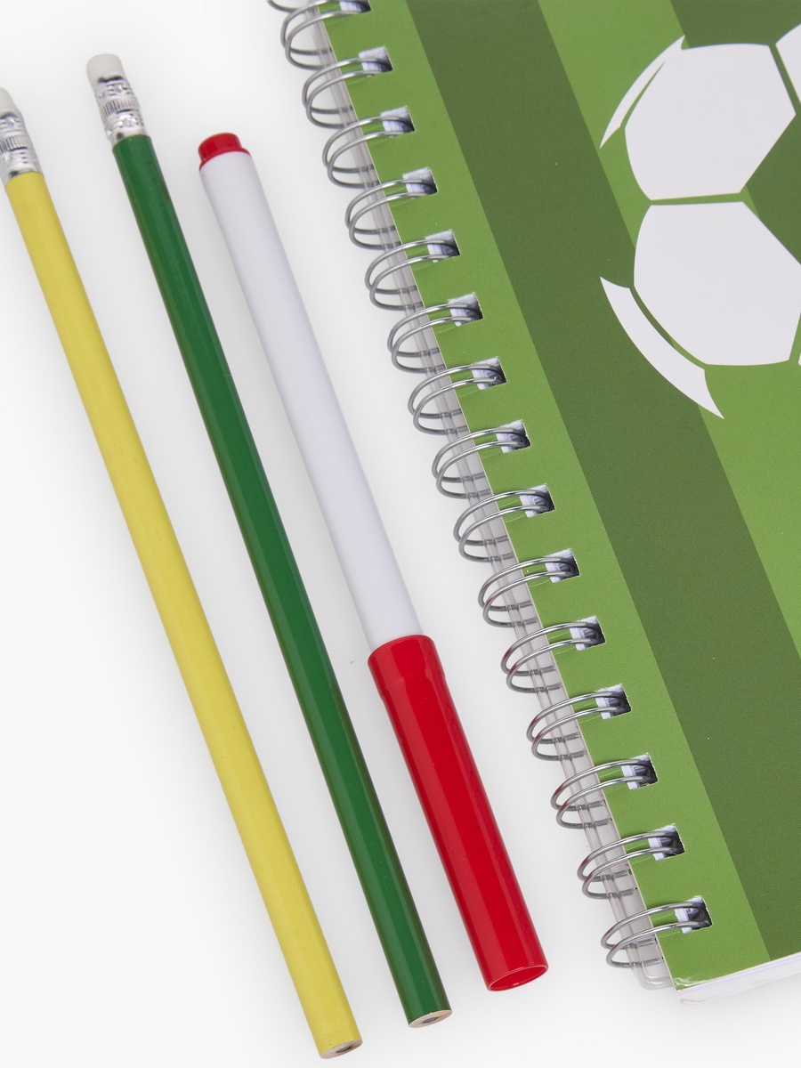Football Print Stationery Set with Notebook, Pens, Sticker Sheet and Eraser - 17-Piece