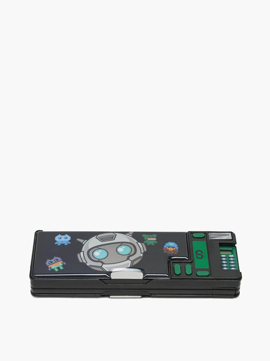 Robot Print Pencil Case with Snap Closure