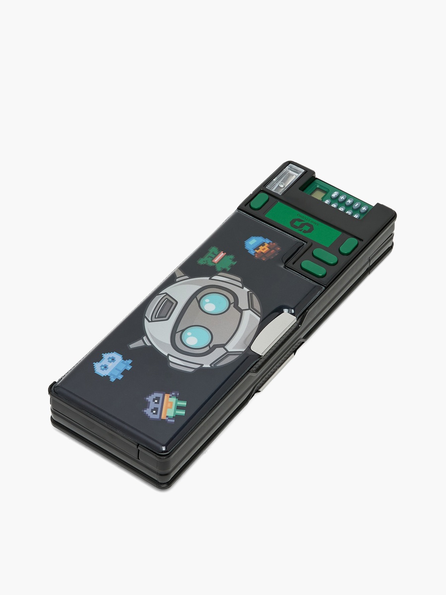 Robot Print Pencil Case with Snap Closure