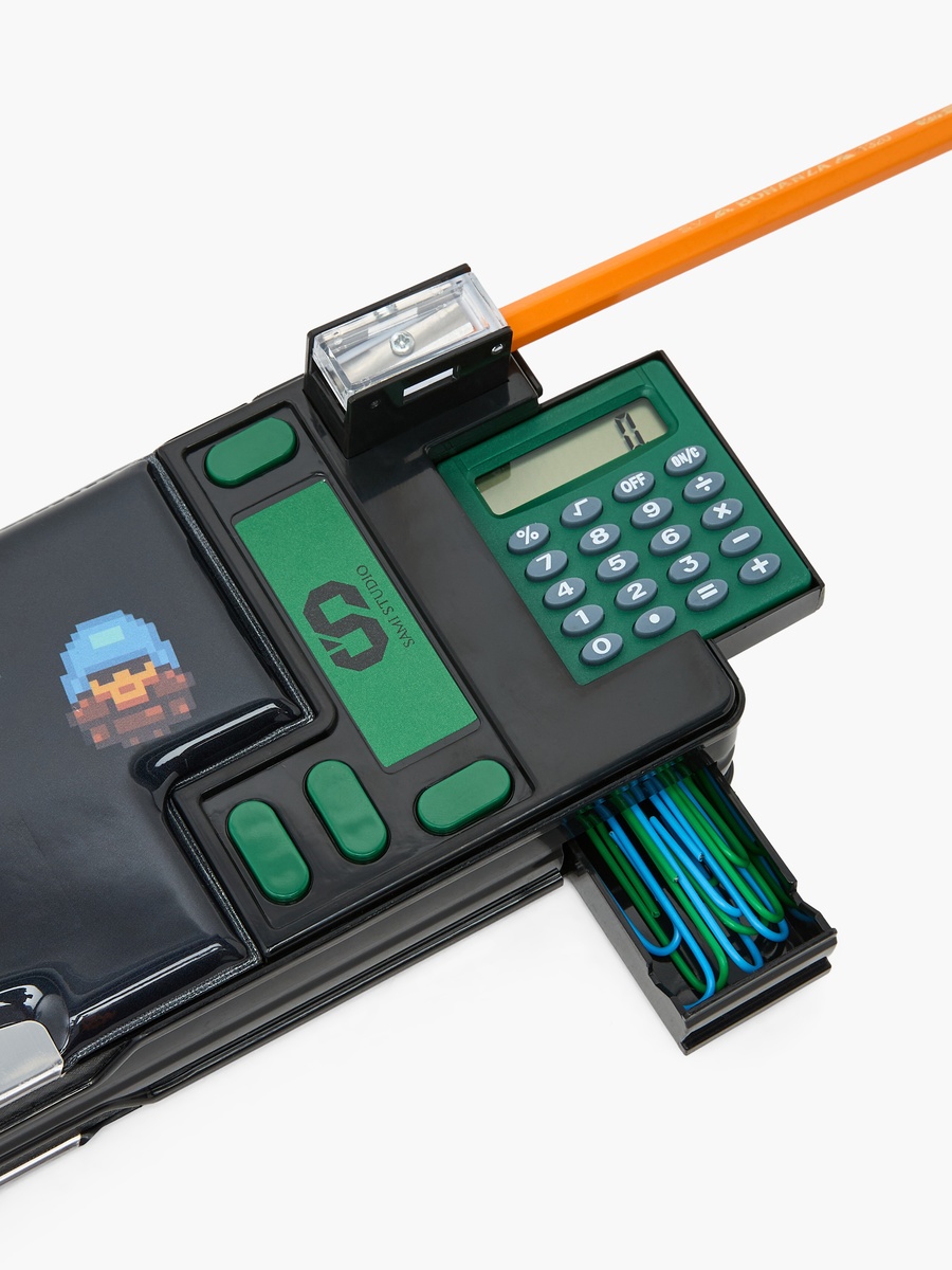 Robot Print Pencil Case with Snap Closure