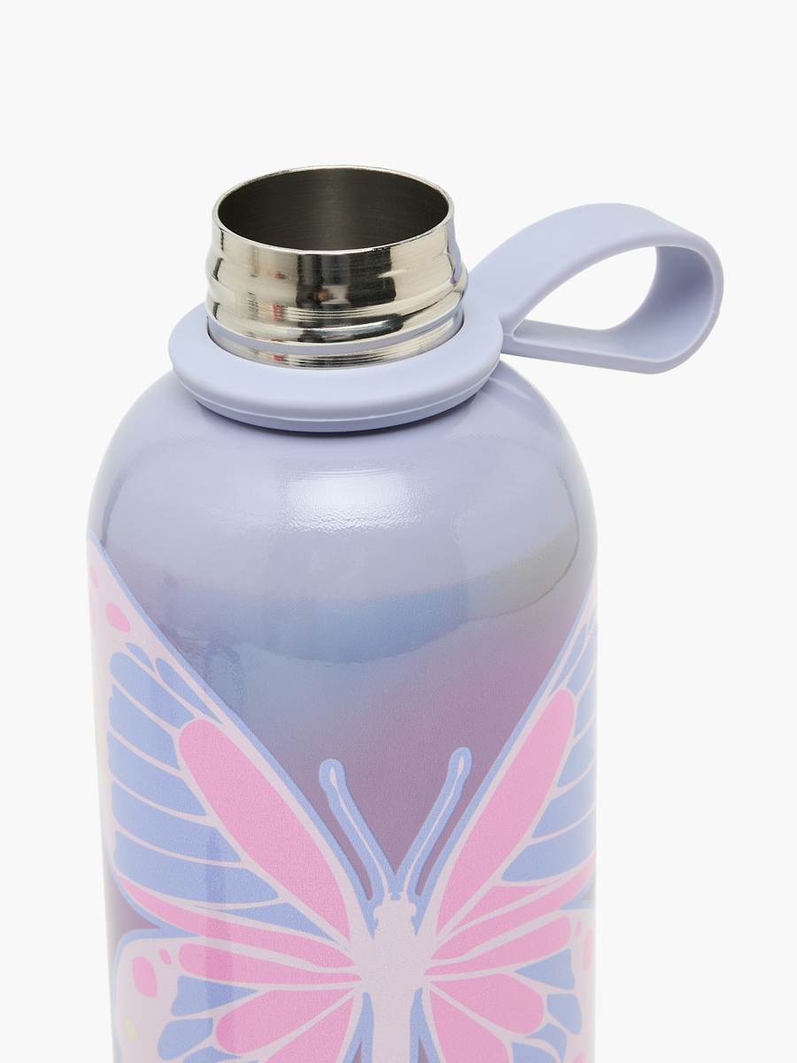 Butterfly Print Stainless Steel Water Bottle with Loop Handle - 500 ml