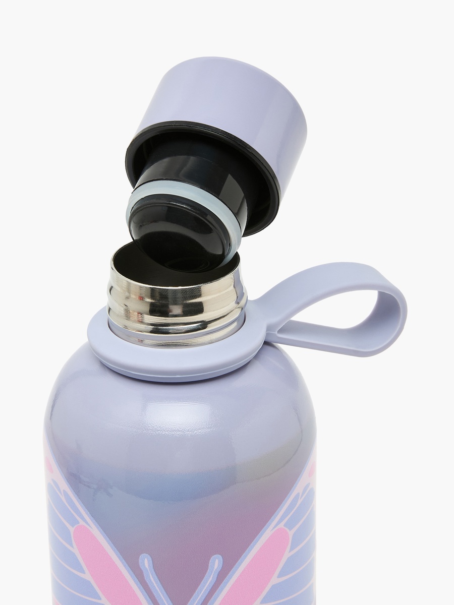 Butterfly Print Stainless Steel Water Bottle with Loop Handle - 500 ml