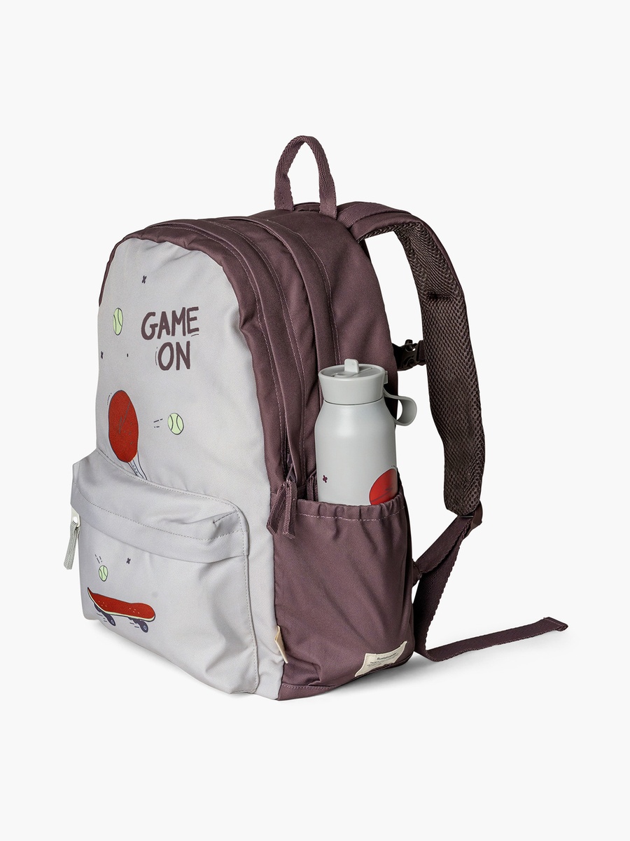 Printed Backpack with Adjustable Straps and Zip Closure - 29x40x15 cm