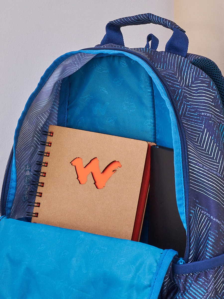 Printed Backpack with Adjustable Straps and Zip Closure - 15x28x39 cm