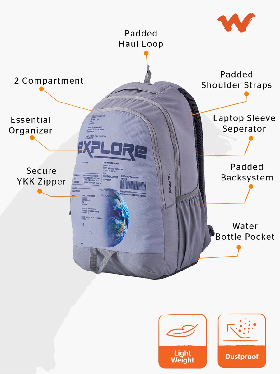 Printed School Backpack with Adjustable Shoulder Straps - 25x31x46 cm