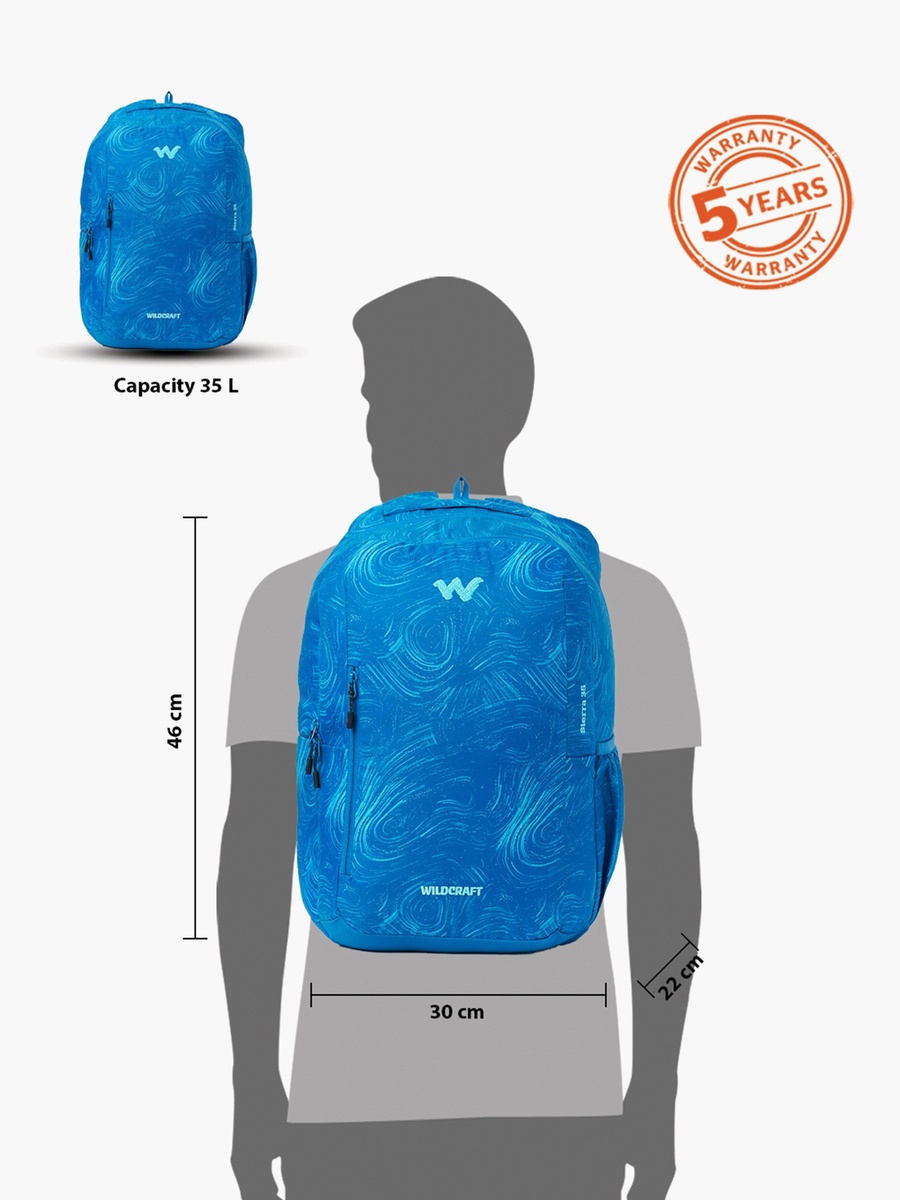 Printed Backpack with Adjustable Shoulder Straps - 22x30x46 cm