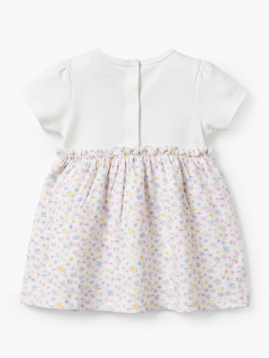 Round Neck Short Sleeves Knee Length A-Line Dress with Floral Print