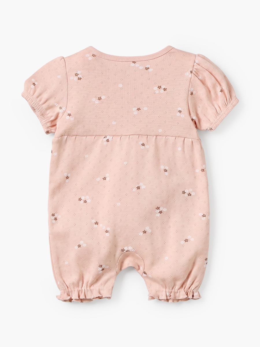 Round Neck Short Sleeves Romper with Floral Print