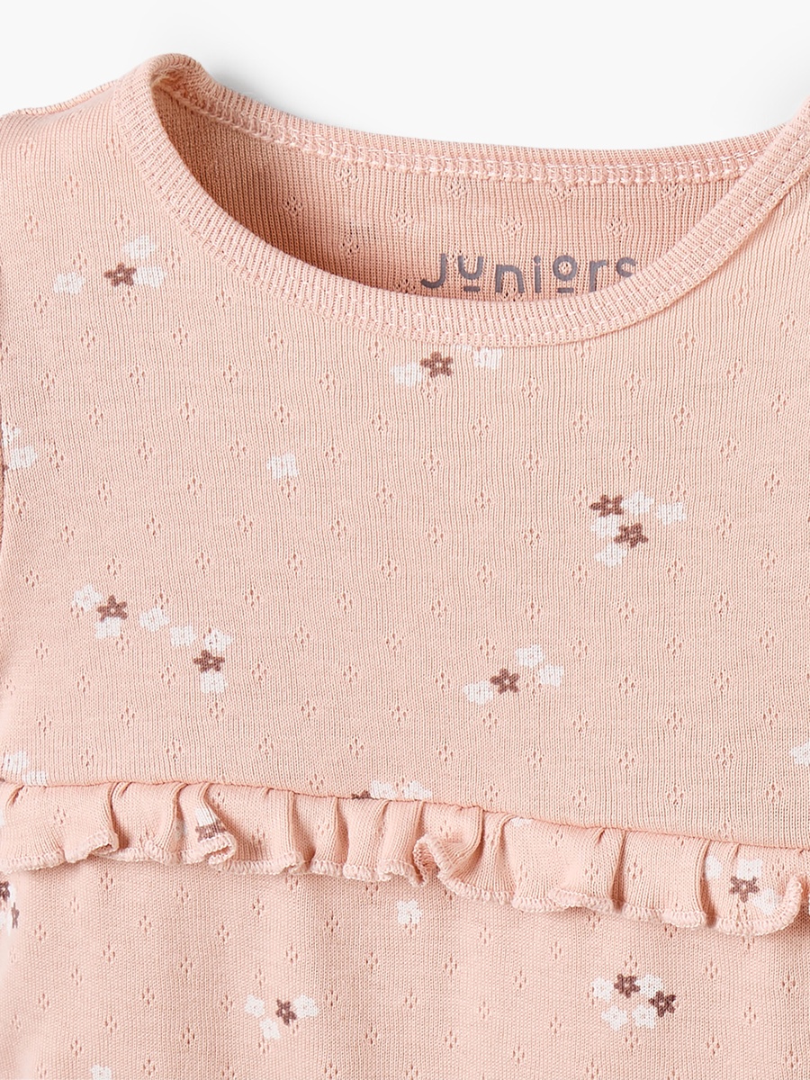 Round Neck Short Sleeves Romper with Floral Print