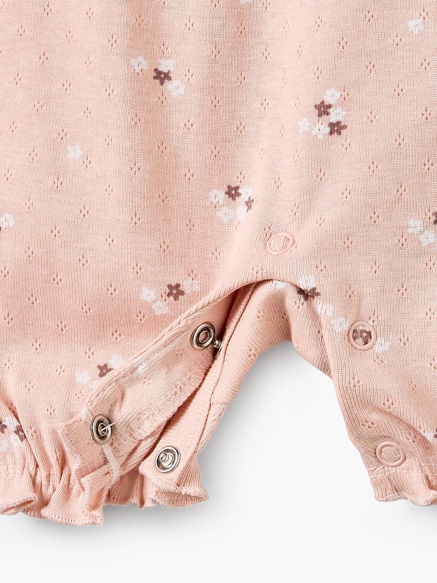 Round Neck Short Sleeves Romper with Floral Print