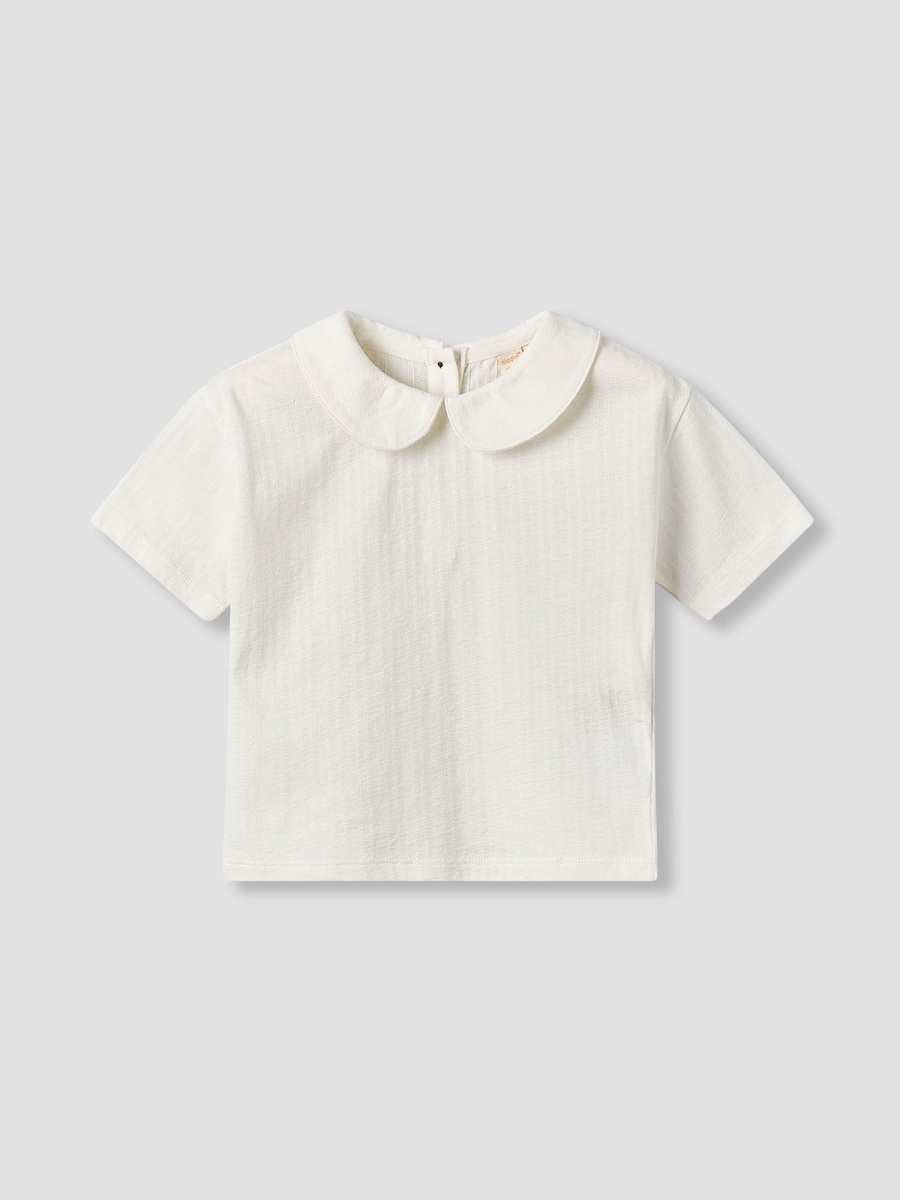 Collared Short Sleeve Top and Dungaree Set with Button Closure